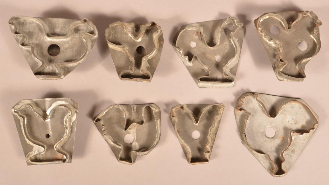Eight Antique Rooster/Chicken Form Tin Cookie Cutters. (1 of 2)