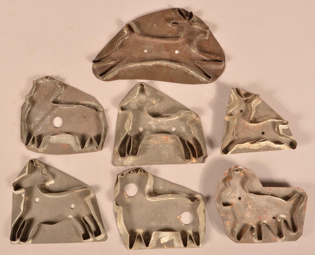 Seven Antique Stag/Deer Form Tin Cookie Cutters. (1 of 2)