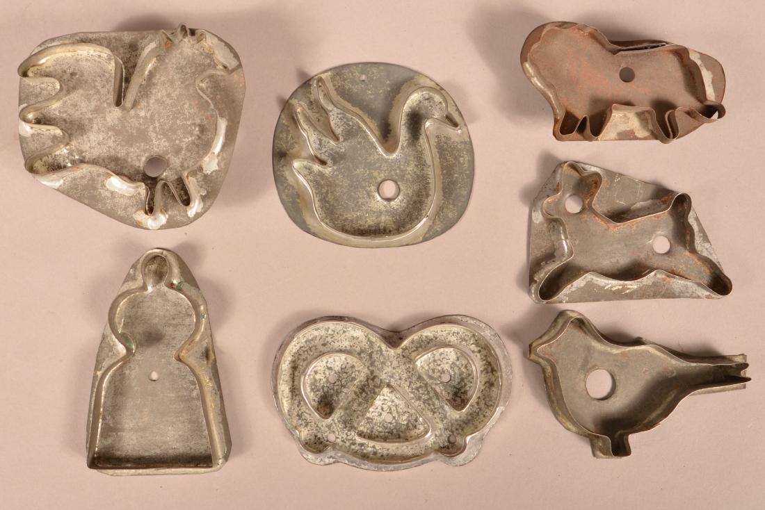 Seven Antique Figural Tin Cookie Cutters. (1 of 2)