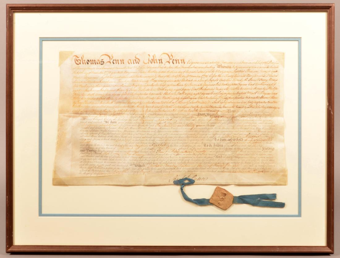Thomas & John Penn Pennsylvania 1770 Land Indenture. (1 of 10)