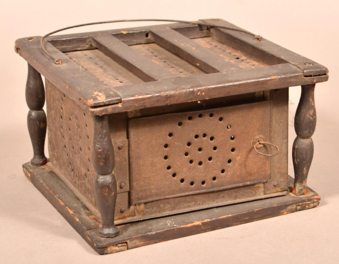 19th Century Pierced Tin Softwood Frame Foot Warmer. (1 of 2)