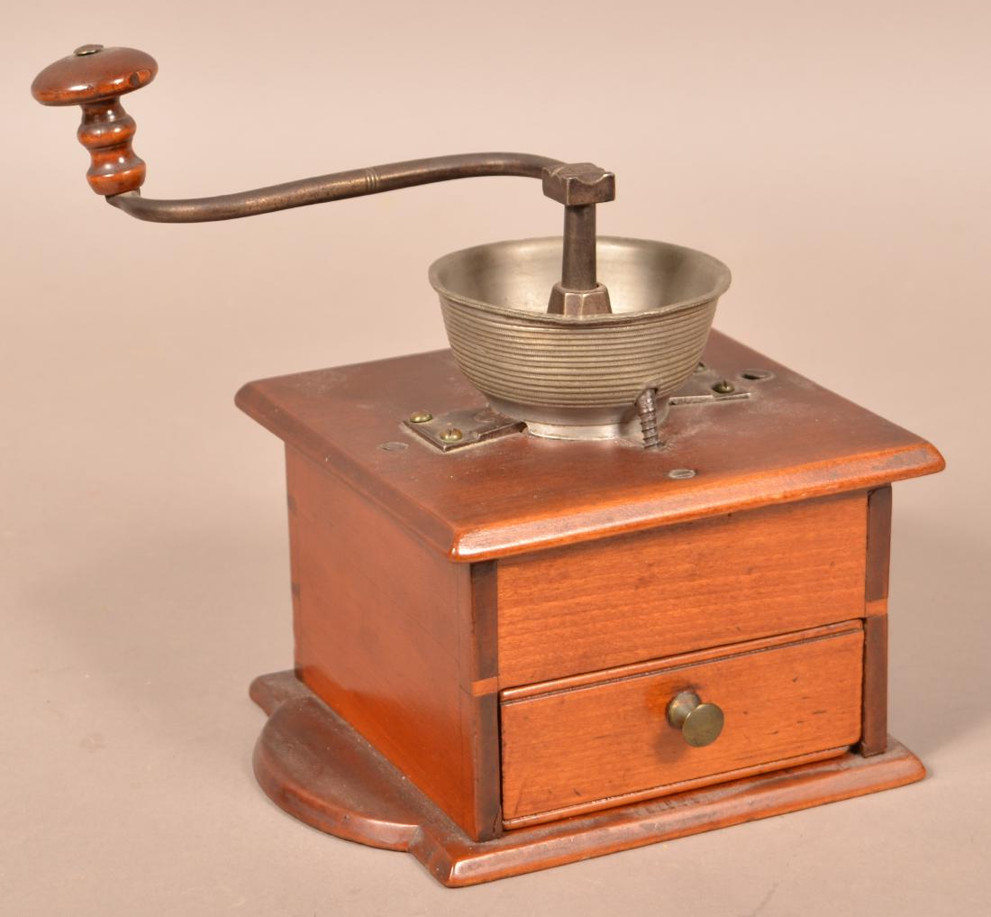 PA Pewter Mounted Cherry Coffee Grinder. (1 of 3)