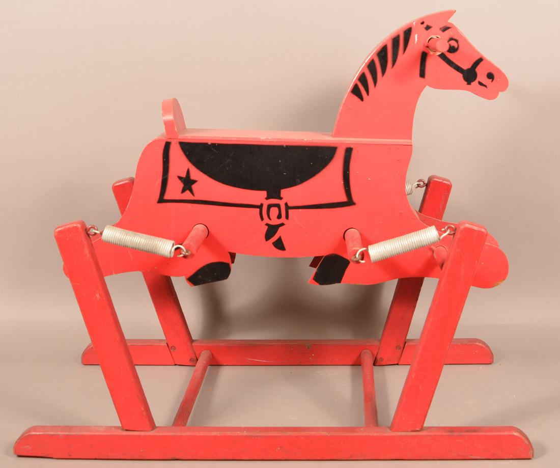 Vintage Painted Wood Platform Rocking Horse (1 of 2)