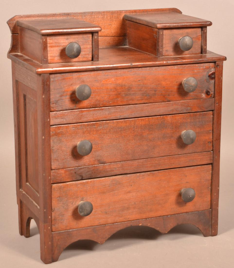 Antique Softwood Miniature Chest of Drawers. (1 of 3)