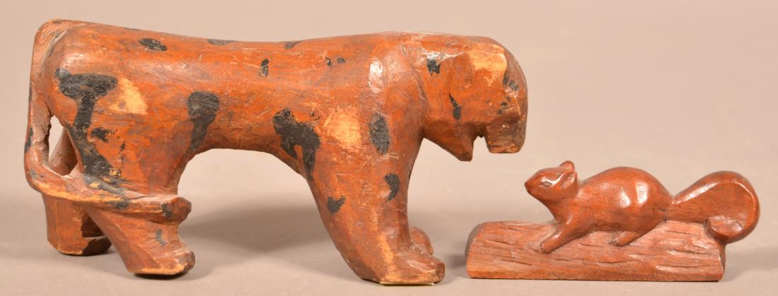 Two Carved Wood Folk Art Animal Figures. (1 of 4)