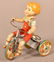 Unique Art "Kitty Cyclist" Tin Lithograph Wind-up Toy.