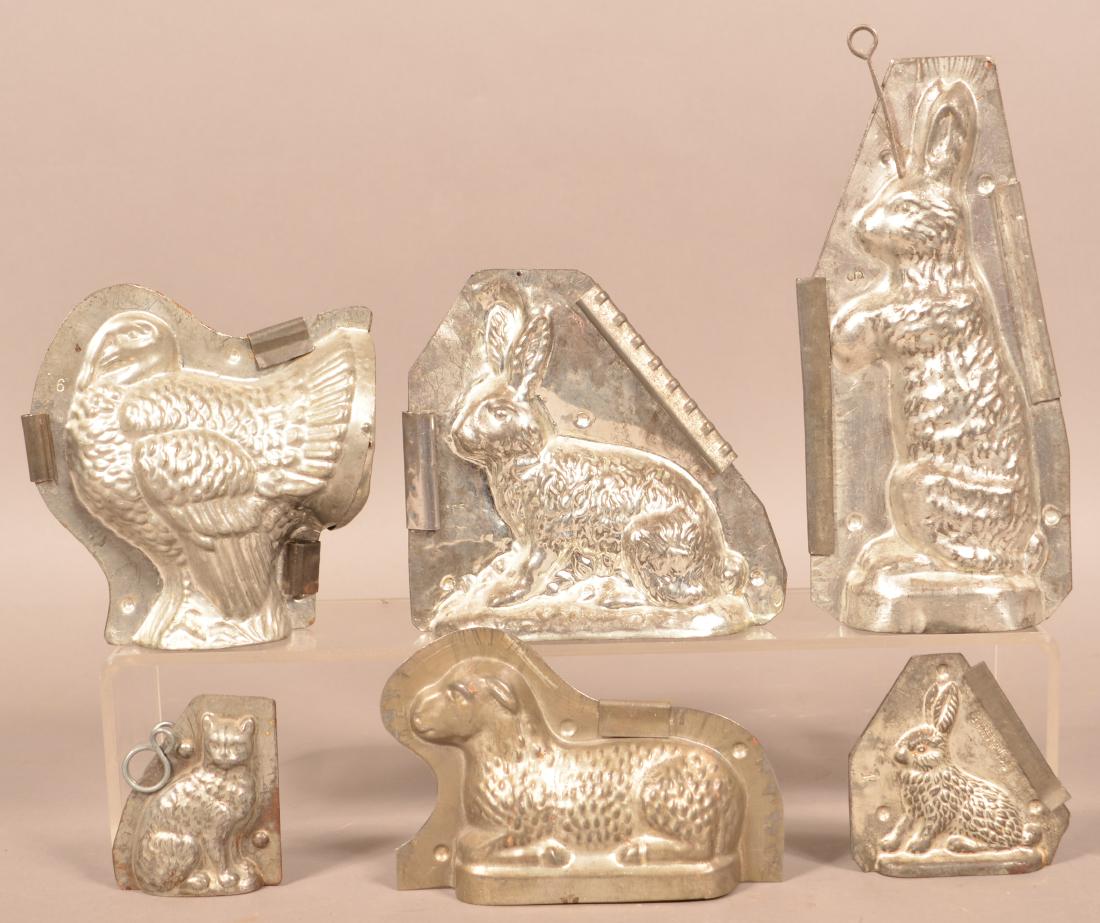 Six Easter Related Metal Chocolate Molds. (1 of 2)