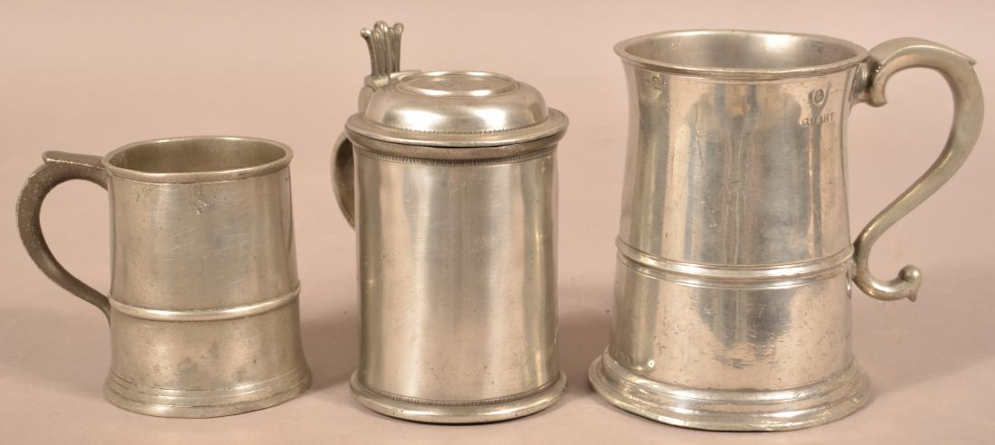 Three Various Antique Continental Pewter Steins. (1 of 6)