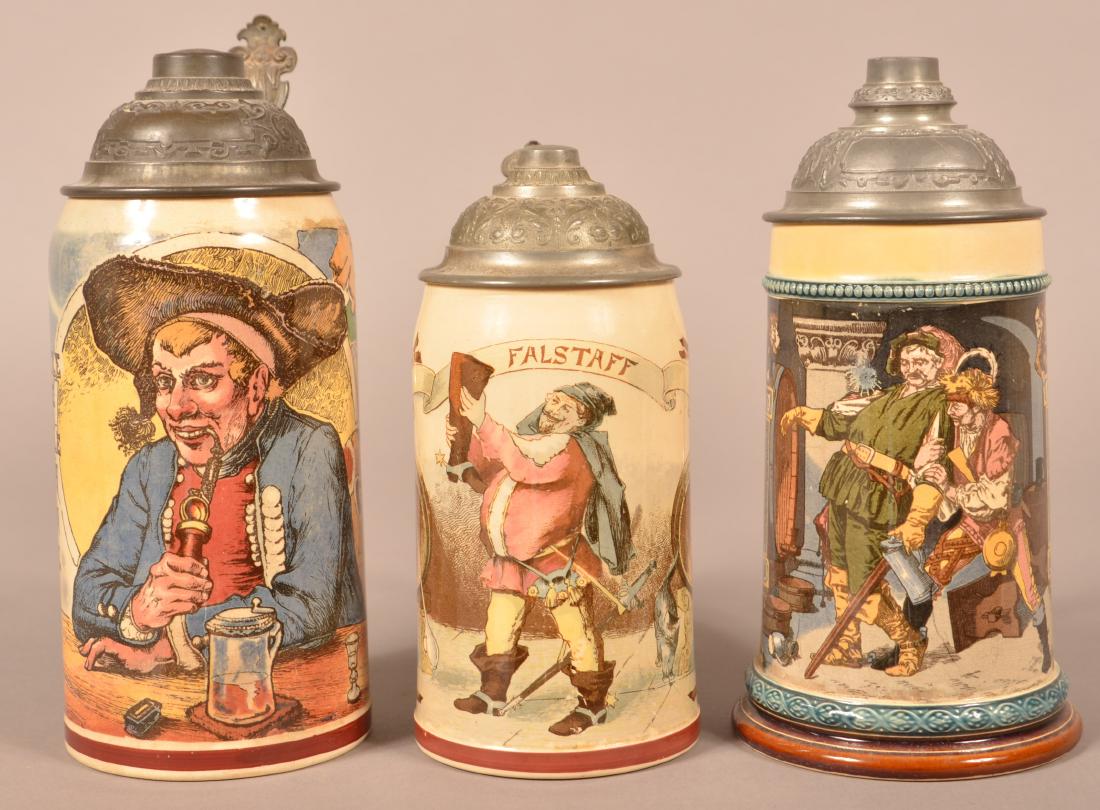 Three German Transfer Decorated Steins. (1 of 4)