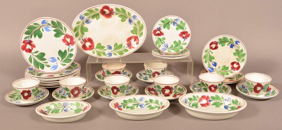 34 Pieces of Late Adams Rose Ironstone China.: 34 Pieces of Late Adams Rose Ironstone China. Condition: Good with minor chips and wear.
