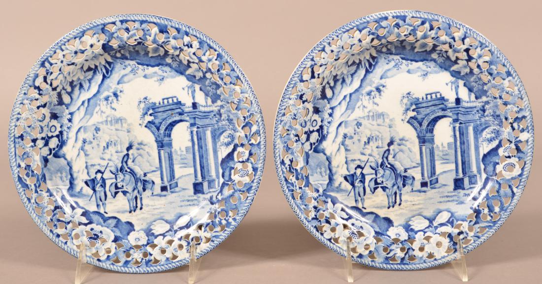 Two Staffordshire Blue Transfer Plates. (1 of 2)