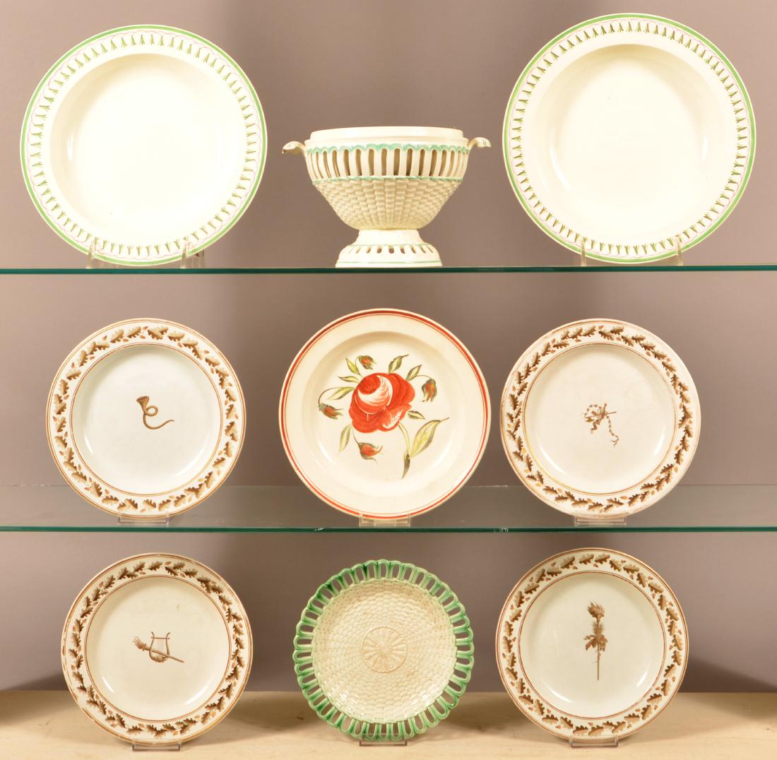 Nine Pieces of 18th Century Creamware China. (1 of 1)