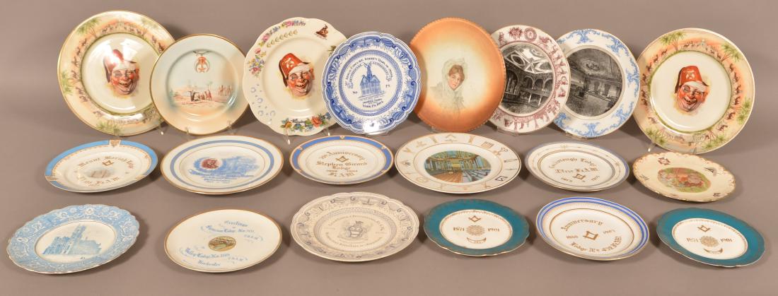 20 Various Masonic Transfer Decorated China Plates. (1 of 1)