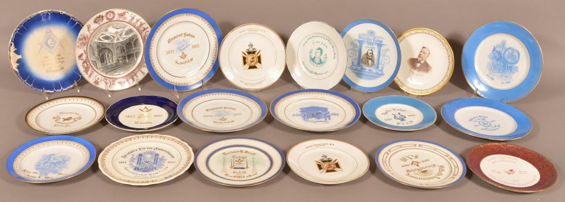 20 Various Masonic Transfer Decorated China Plates. (1 of 1)