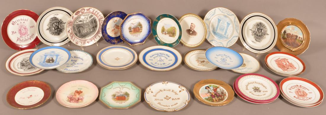 30 Various Masonic Transfer Decorated China Plates. (1 of 1)