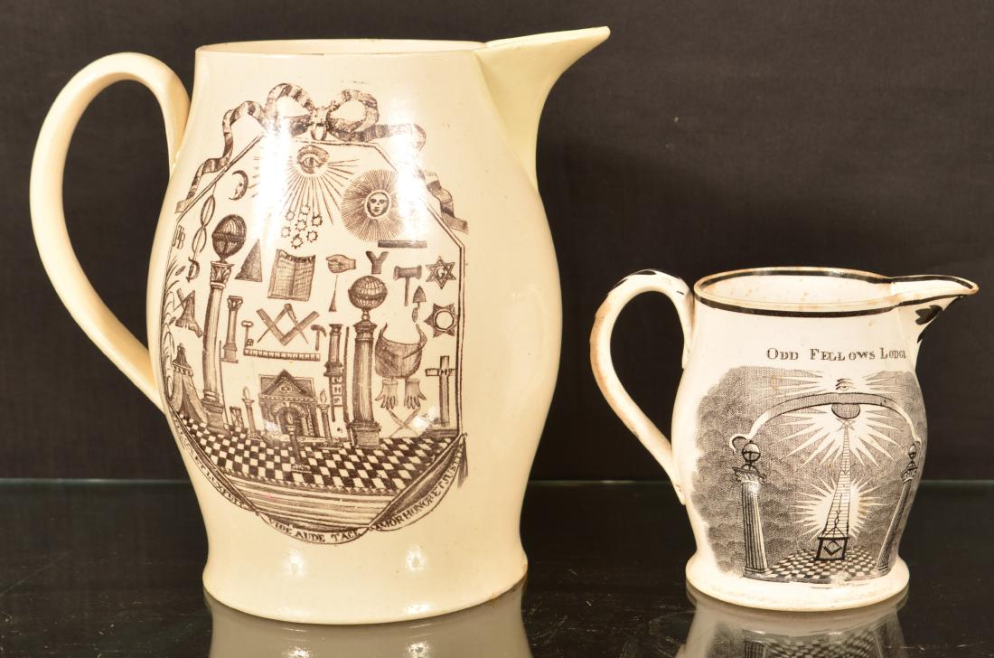 Two Early 19th Century Masonic China Pitchers. (1 of 3)