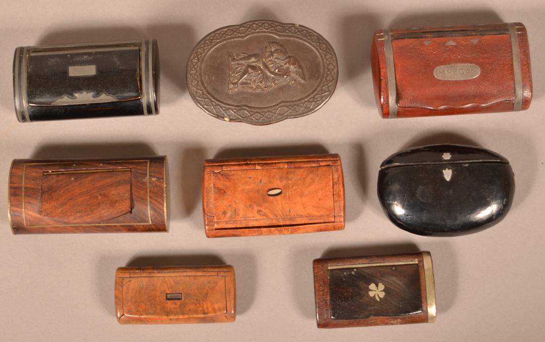 Eight Various Antique Snuff and Match Boxes. (1 of 2)