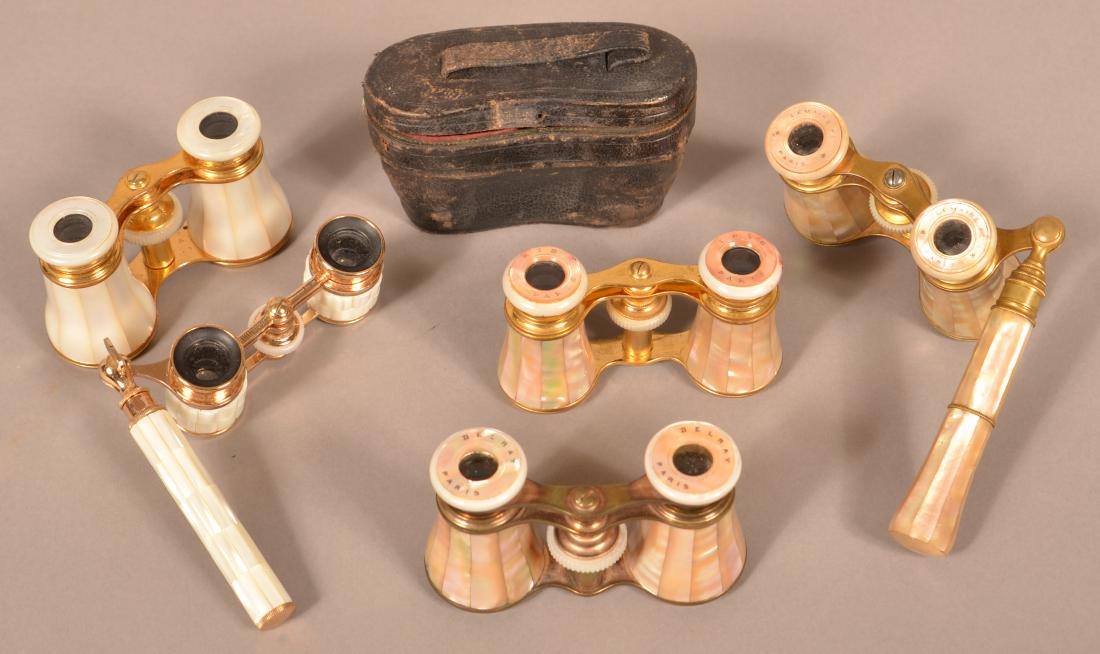 Five French Mother-of-Pearl Opera Glasses. (1 of 2)