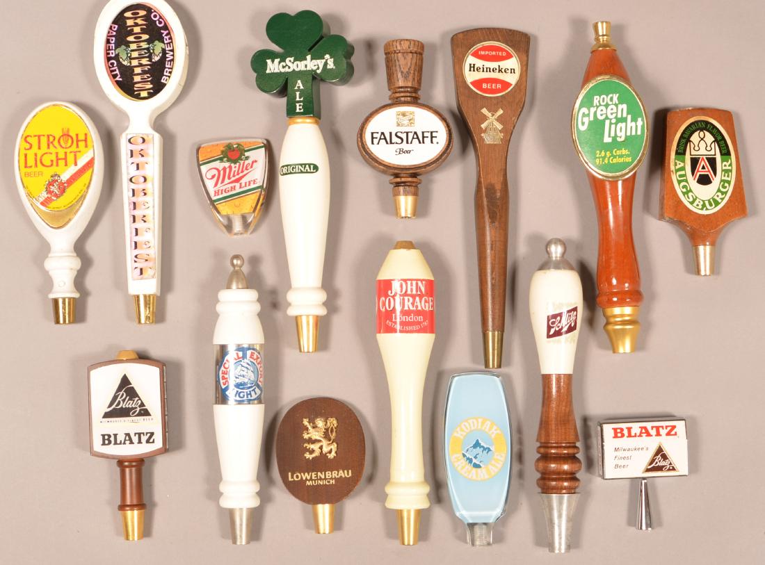 Fifteen Various Advertising Beer Taps. (1 of 2)
