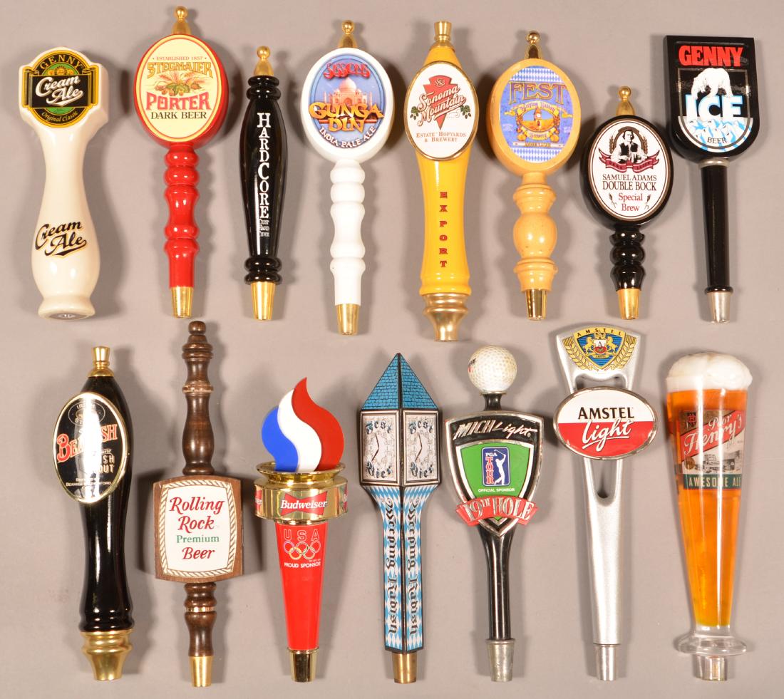 Fifteen Various Advertising Beer Taps. (1 of 2)