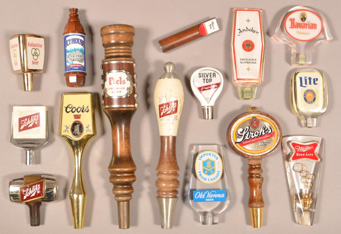 Fifteen Various Advertising Beer Taps. (1 of 2)