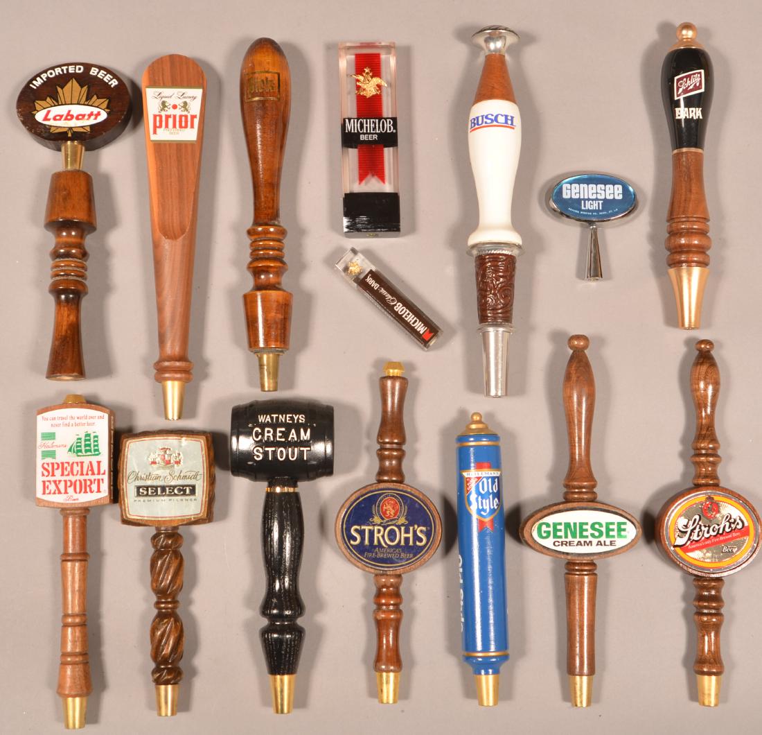 Fifteen Various Advertising Beer Taps. (1 of 2)