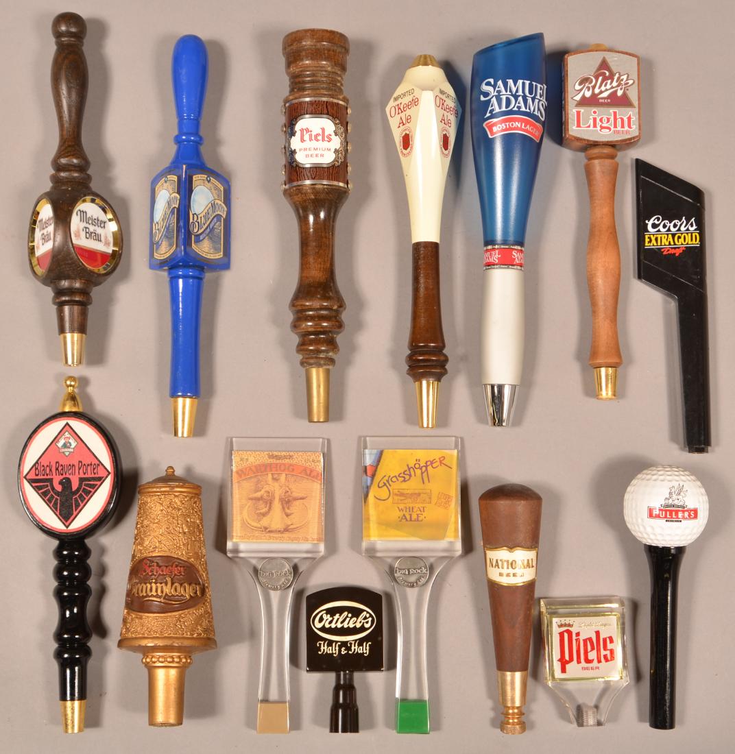 Fifteen Various Advertising Beer Taps. (1 of 2)