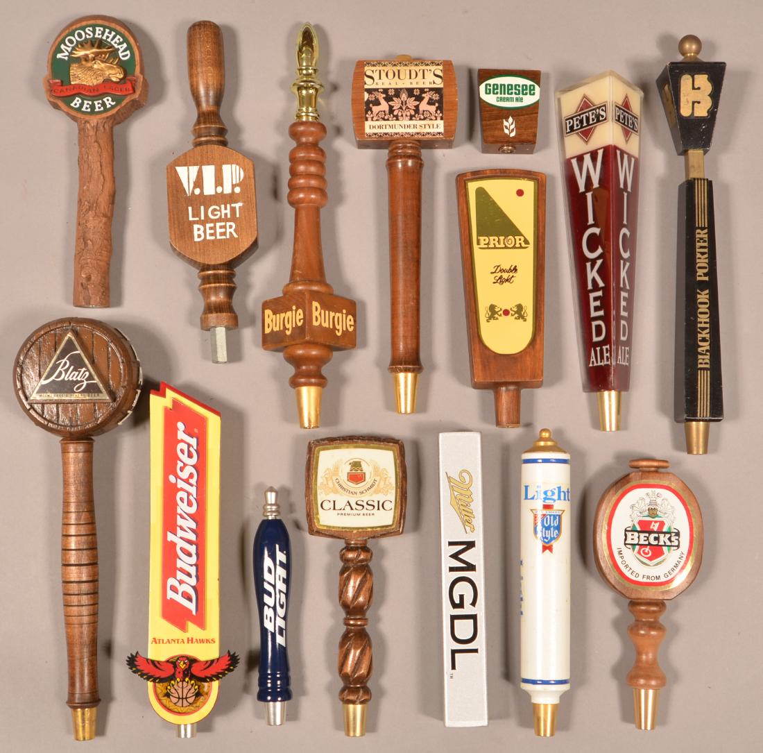 Fifteen Various Advertising Beer Taps. (1 of 2)