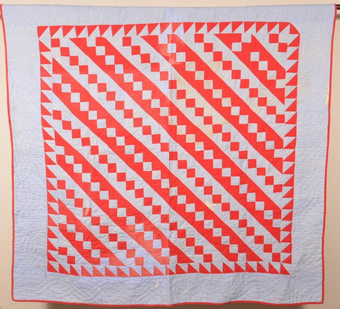 Antique Diamond in Bar Pattern Patchwork Quilt. (1 of 3)