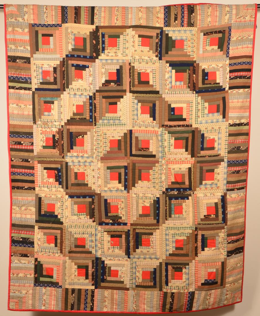 Antique Lincoln Log Pattern Patchwork Quilt. (1 of 4)