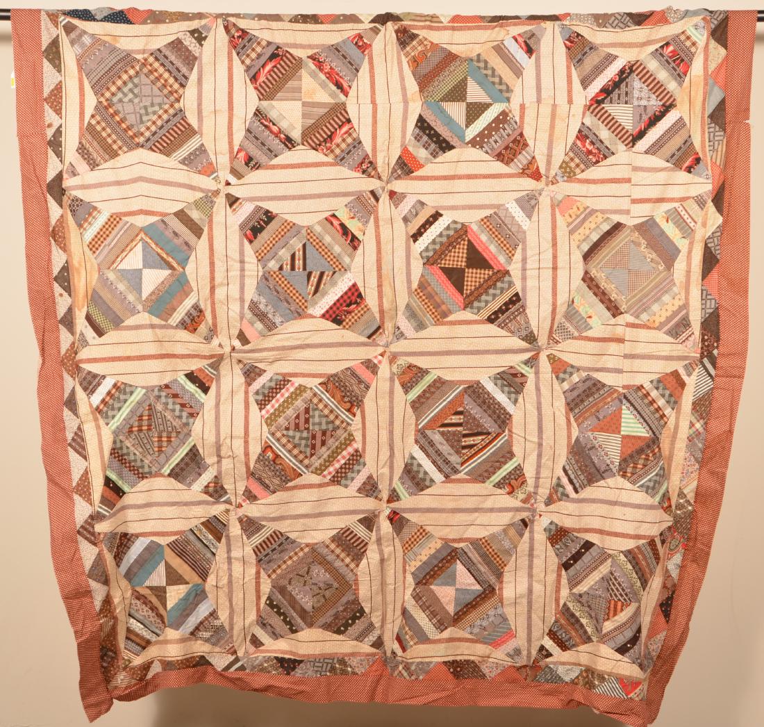 Antique Geometric Pattern Patchwork Quilt Top. (1 of 2)