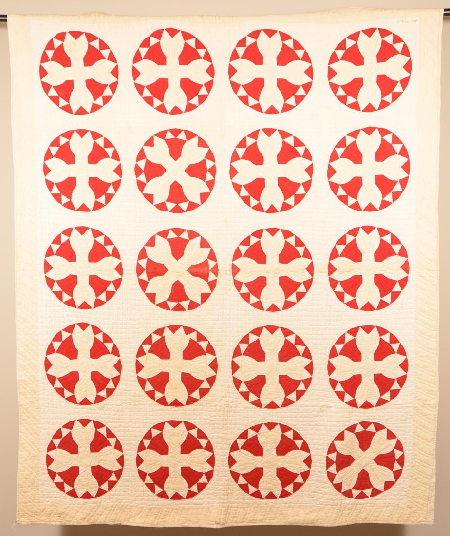 Antique Tulip Wheel Pattern Patchwork Quilt (1 of 4)