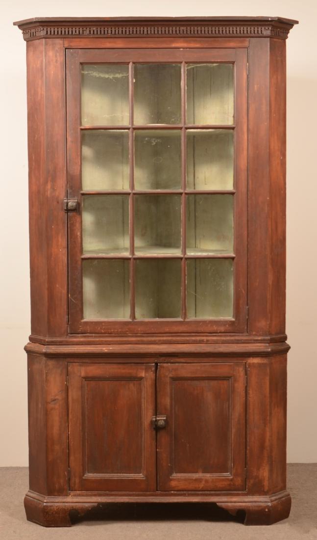 PA Chippendale Softwood Two Part Corner Cupboard. (1 of 3)