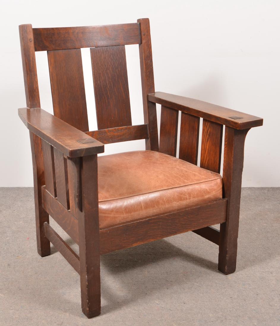 Mission Oak Armchair. Grand Rapids Bookcase & Chair (1 of 5)