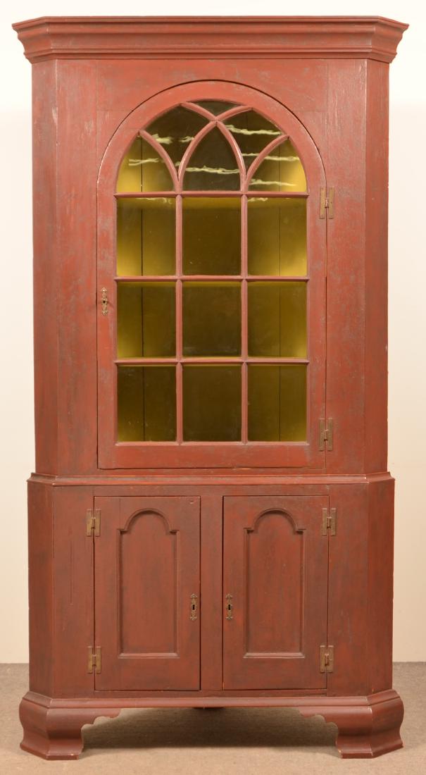 American Chippendale Softwood Corner Cupboard. (1 of 3)