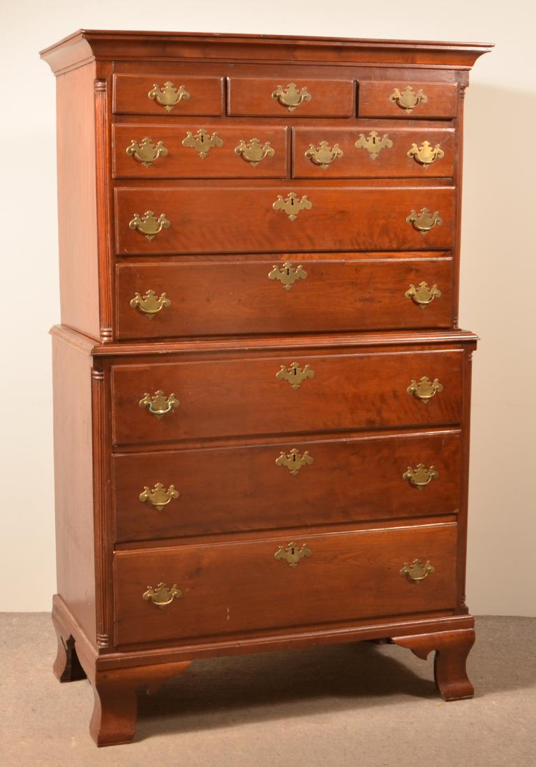 American Chippendale Walnut Chest on Chest. (1 of 2)