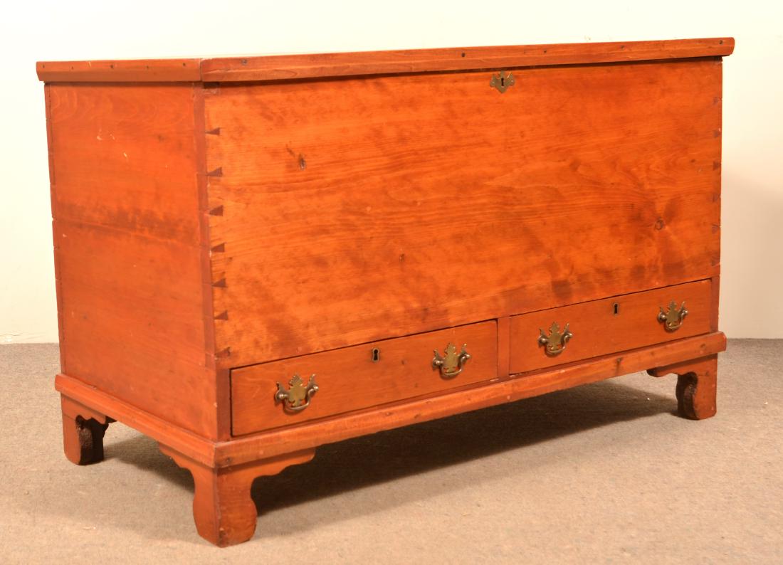 American Early 19th Century Softwood Blanket Chest. (1 of 3)