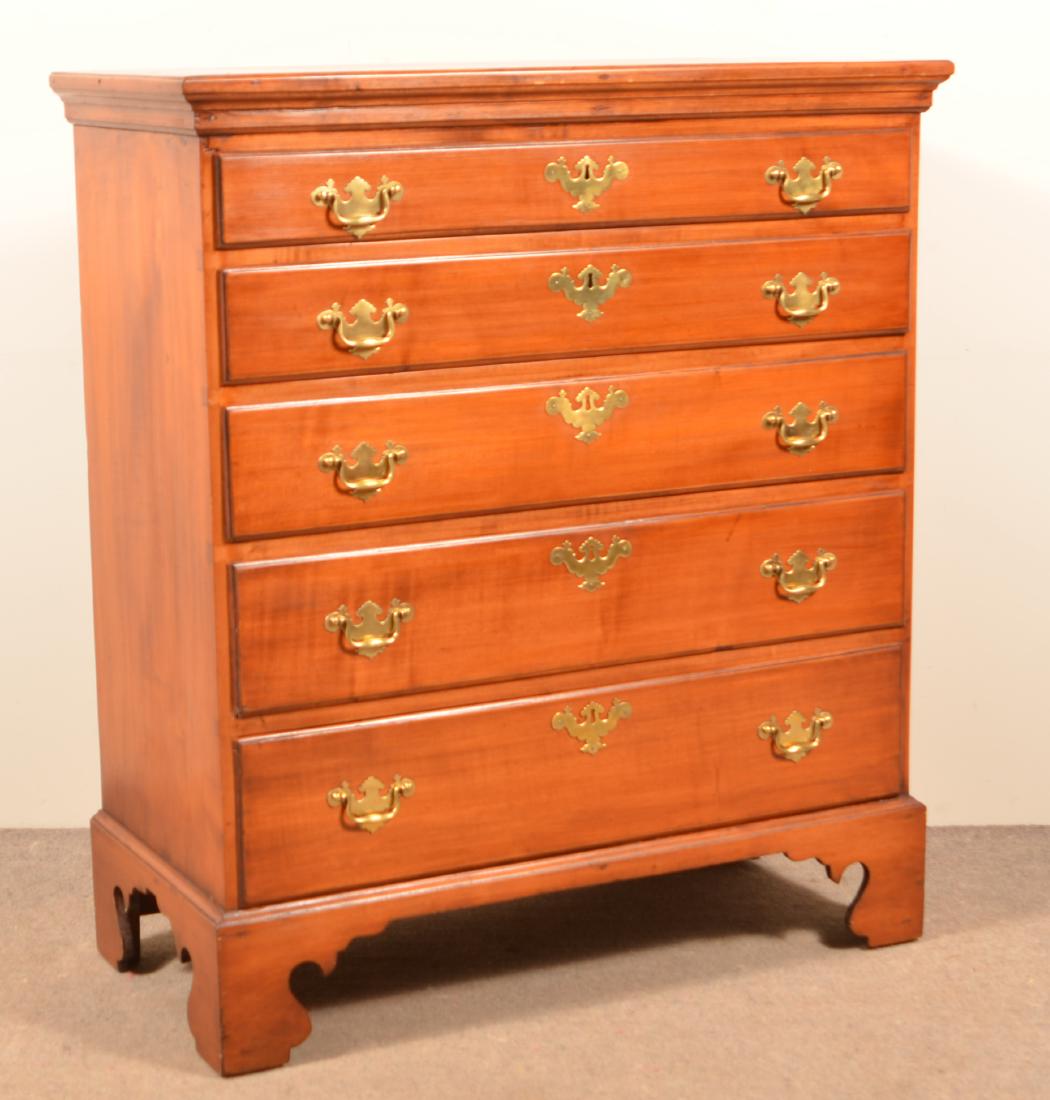 Chippendale Cherry Semi Tall Chest of Drawers. (1 of 2)