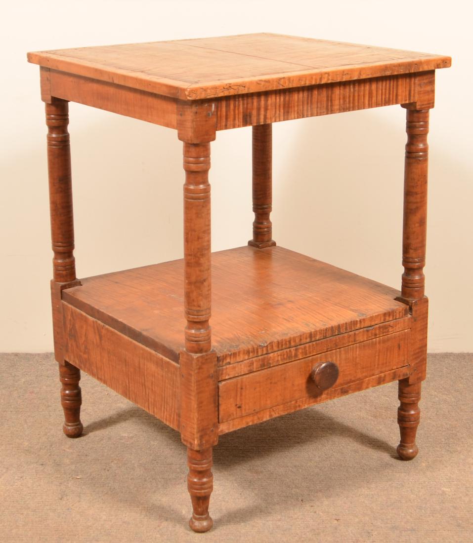 American Sheraton Tiger Maple One Drawer Stand. (1 of 2)