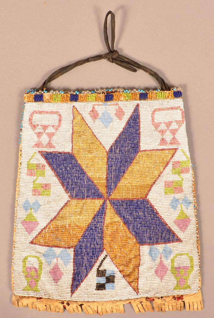 Antique Great Lakes Indian Loom Woven Bag 9" x 8" (1 of 2)