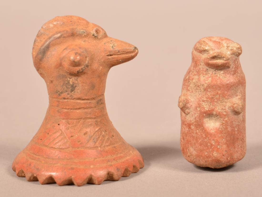2 Meso-American Terra-Cotta Figural Stamps used to (1 of 3)
