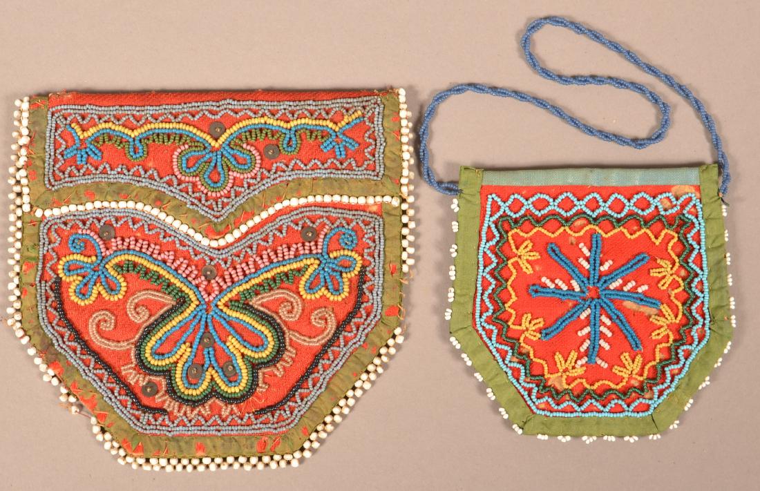 2 Good, Small Sized Iroquois Beaded Purse Mid 19th (1 of 3)