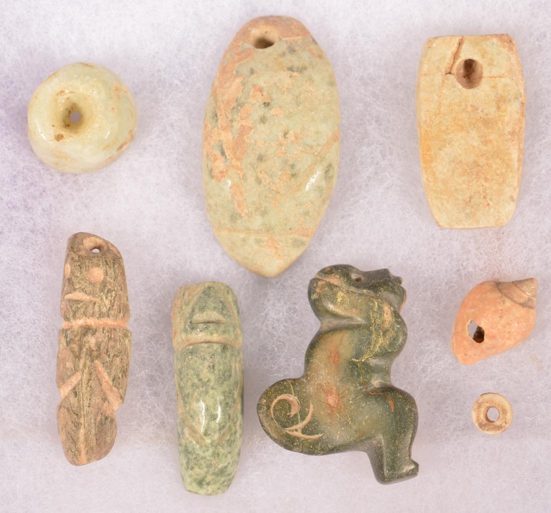 8 Meso-American Ornaments of Stone and Shell - Bead and (1 of 2)