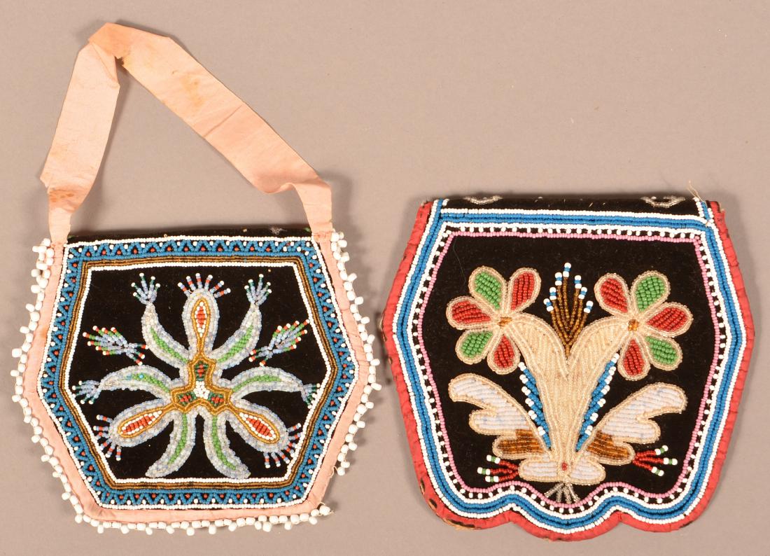 2 Mid 19th Cent. Iroquois Purses, Minor Bead Loss to (1 of 3)