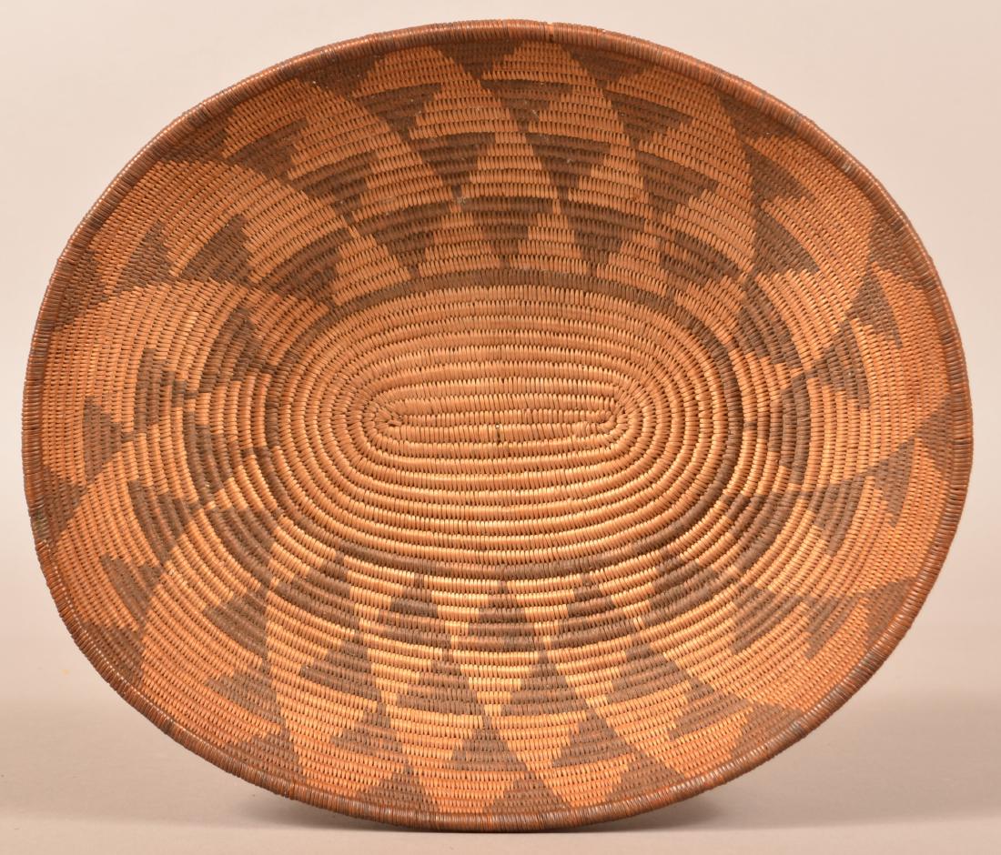 Antique Apache Basket of Oval Form w/ Stacked Triangle (1 of 3)