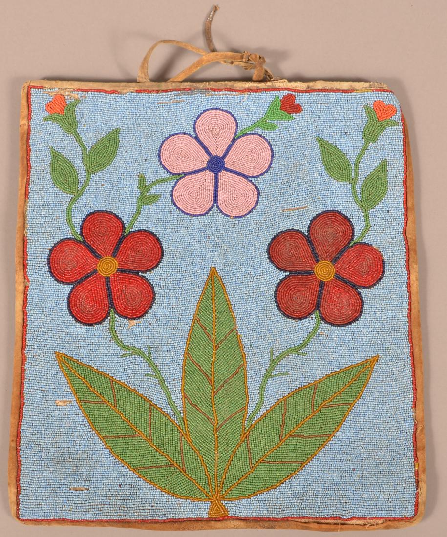 Vintage Western Indian Beaded "Flat Bag" 15" x 13" with (1 of 2)