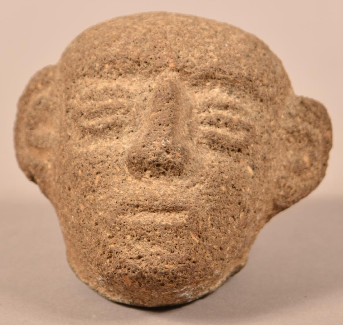 Early Stone Carved Head from Costa Rica 3 3/4" Tall - (1 of 4)