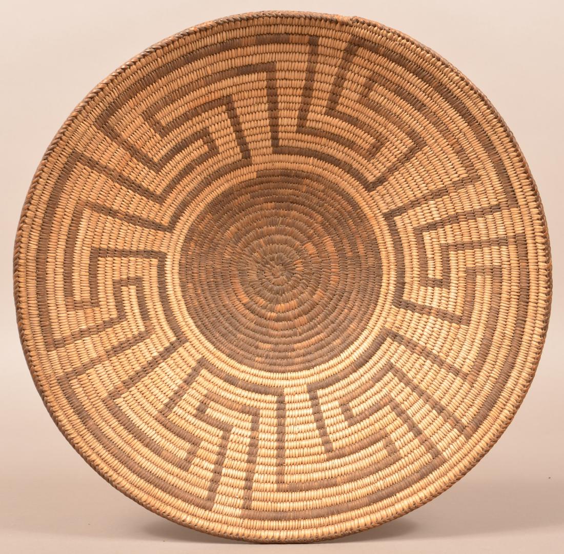Antique Pima Indian Coiled Basket 16 1/2" Dia. Fine (1 of 3)