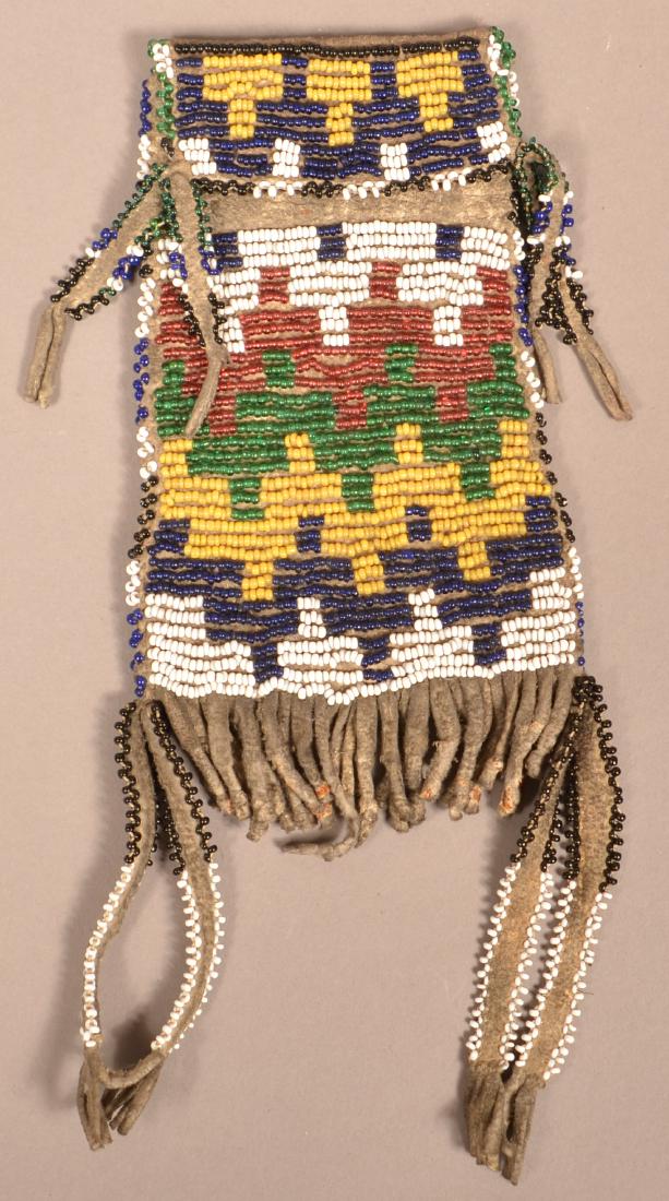 Antique Apache Beaded Buckskin "Strike A Lights" Bag (1 of 3)
