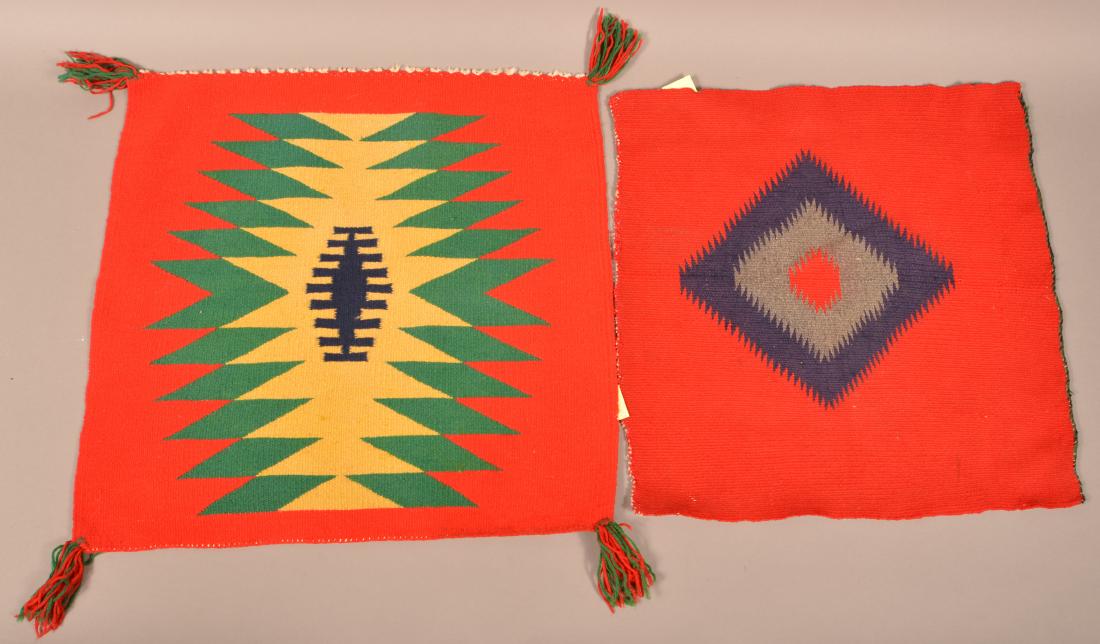 2 Antique Navaho "Germantown" Wool Textiles 20" x 19" x (1 of 2)